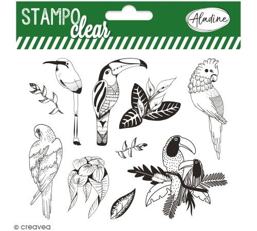 Kit Stampo Clear - Oiseaux tropicaux - 10 tampons clear