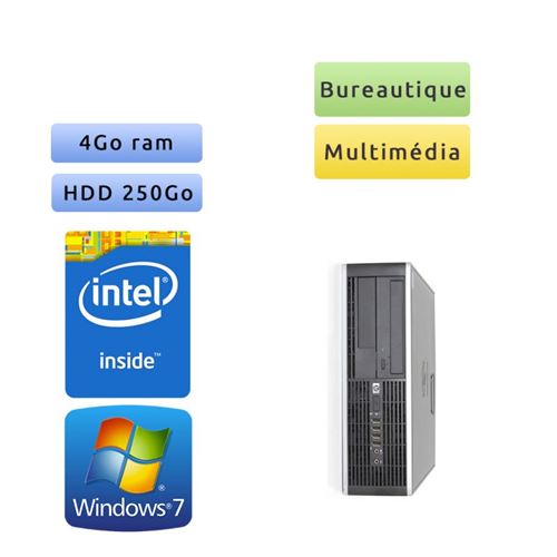 Hp 8000 Elite SFF - Windows 7 - 2.7Ghz 4Go 250Go - Port Serie - PC Tour Bureautique Ordinateur