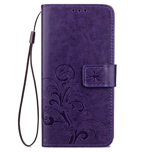 Housse étui en cuir Lucky grass pour Sony Xperia XA2 - Violet -4863