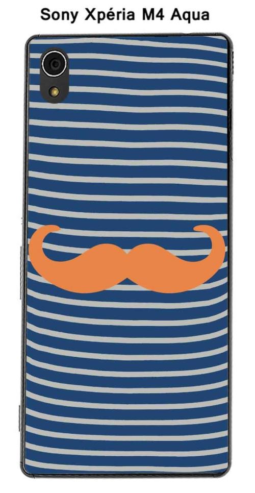 Coque Marinière Moustache - 5 Tangerine pour Sony Xpéria M4 Aqua