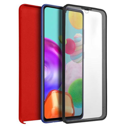 Avizar Coque pour Samsung Galaxy A41 Arrière Rigide + Avant Souple Antichoc Rouge