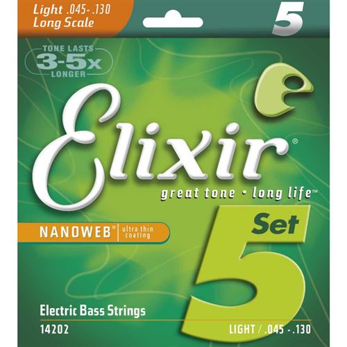 Elixir - Jeu de cordes pour guitare basse - Nanoweb 14202 - 5 cordes - Tirant 45-130 - Image 3