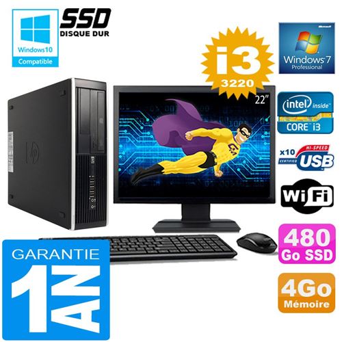 Pc hp compaq 8300 sff core i3-3220 ram 4go disque 480 go ssd wifi w7 ecran 22' État correct - Hewlett-Packard reconditionné disponible sur Fnac