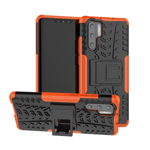 Coque en TPU hybride antidérapant avec béquille orange pour votre Huawei P30 Pro