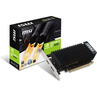 MSI GT 1030 2GHD4 LP OC - Carte graphique - GF GT 1030 - 2 Go DDR4 - PCI Express 3.0 x 16 (mode x4) profil bas - DisplayPort, HDMI - san ventilateur - 1