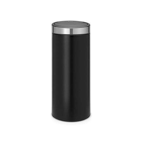 Poubelle touch bin 30 l noir, couvercle en acier inoxydable brabantia