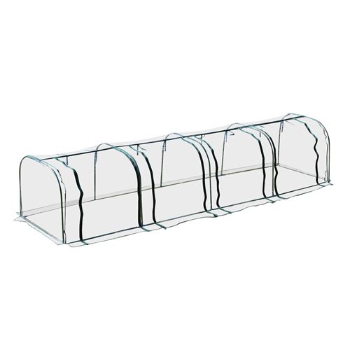 Outsunny Invernadero de Jardín Mini Túnel para Tomates 3.95m x 1m x Hm Acero de Alta Densidad Anti-UV 4 Ventanas con Cremallera Transparente y Verde