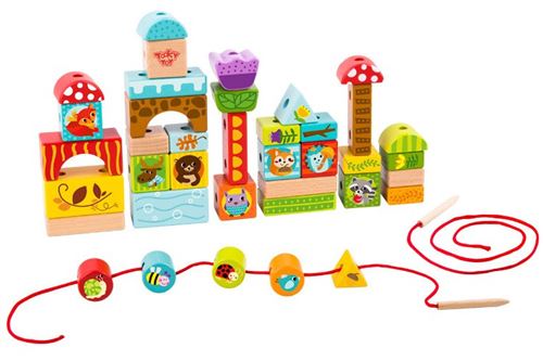 Tooky Toy ensemble de blocs forestiers junior bois 40 pièces