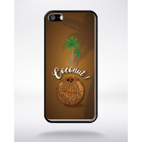 Coque Coconut Fond Marron Compatible Apple Iphone 5 Bord Noir Silicone