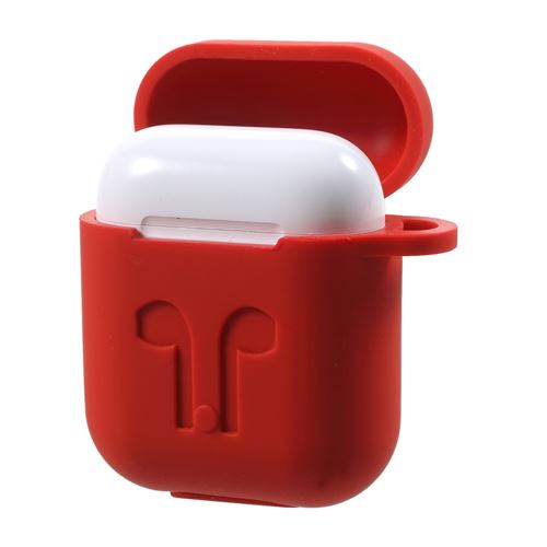 Coque en silicone goutte résistant à l'épreuve de la poussière rouge pour votre Apple AirPods