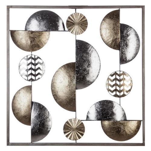 HOMEMANIA Décoration Murale Lines - Art Mural Abstrait - pour Chambre, Salon, Entrée - Multicolore en Métal, 50 x 3 x 50 cm