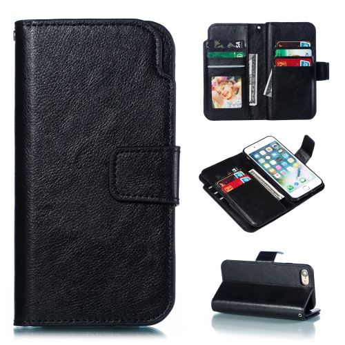 Etui en PU 9 emplacements pour cartes noir pour votre Apple iPhone 8/7 4.7 pouces