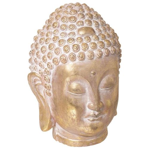 Statuette Design Tête Bouddha 34cm Or