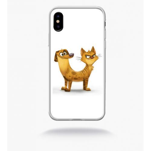 Coque funny chienchat compatible apple iphone x bord transparent