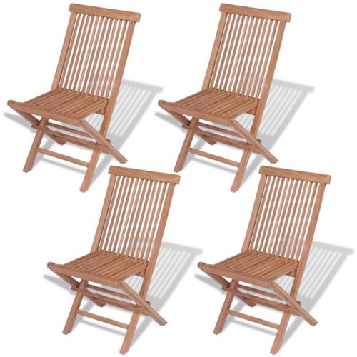Vidaxl Marron Chaises Pliables De Jardin Lot De 4 Bois De Teck Solide