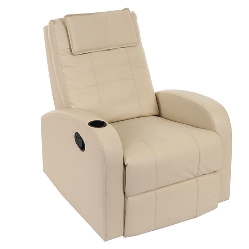 Fauteuil de télévision Durham, fauteuil relax, chaise longue, similicuir crème
