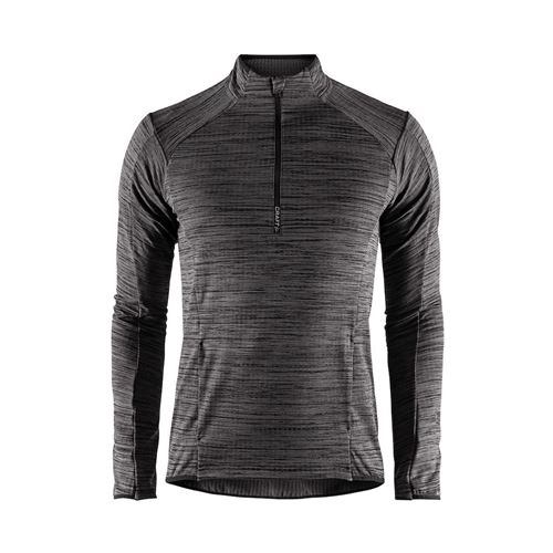 Sweat couche 2 Homme Grid Demi-zip comfort Noir Chine M