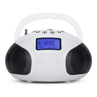 Poste Radio FM + Enceinte Bluetooth MP3 – AUGUST SE20 – Bluetooth, USB,  Carte SD, Prise Auxiliaire, Radio FM et Réveil - Blanc - Radio - Achat &  prix
