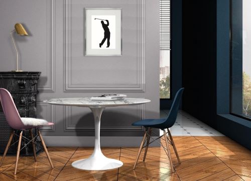 Cadre Photo Golf Finish 30x40cm avec Passe Partout Tableau Bois Verre (ARGENT)