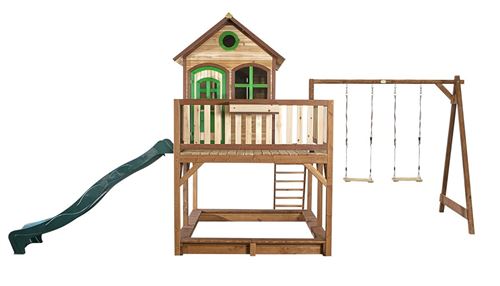AXI maison de jeu avec double balançoire Liam 613 x 277 x 291 cm marron clair