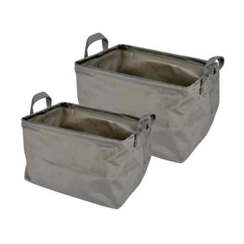 Paris Prix - Lot De 2 Panières Rectangles velvet 32cm Kaki