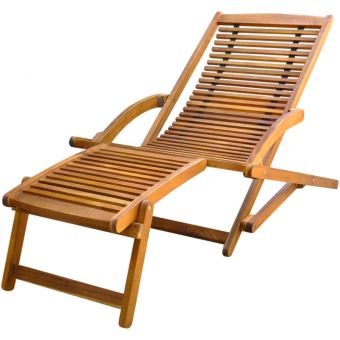 Chaise Longue De Jardin En Bois Casa Casasmart Chaise Longue De Jardin Avec Repose Pieds En Acacia Mobilier De Jardin Achat Prix Fnac