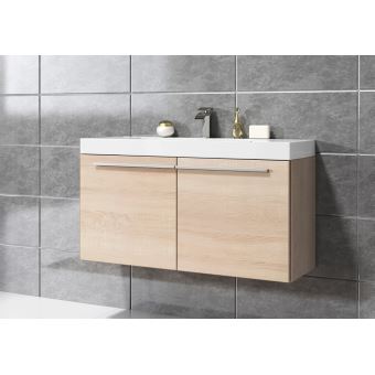 Meuble De Salle De Bain Boston 90cm Lavabo Chene Clair Armoire