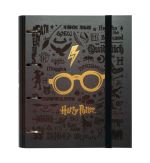 Classeur premium à 4 anneaux avec élastique lunettes Harry Potter