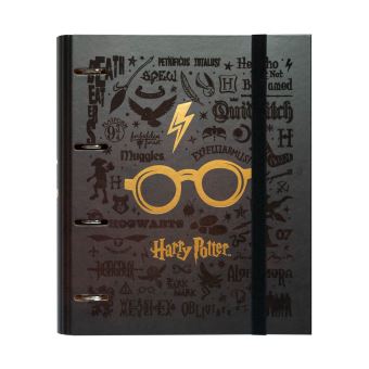 Classeur premium à 4 anneaux avec élastique lunettes Harry Potter
