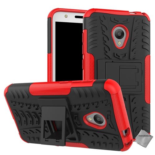 Housse etui coque rigide anti choc pour Alcatel U5 avec verre trempe - ROUGE