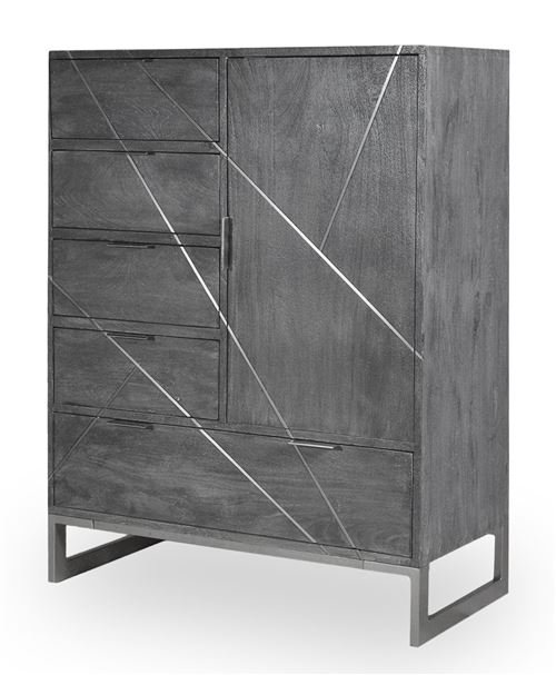 Buffet 5 Tiroirs Et 1 Porte Tina Gris
