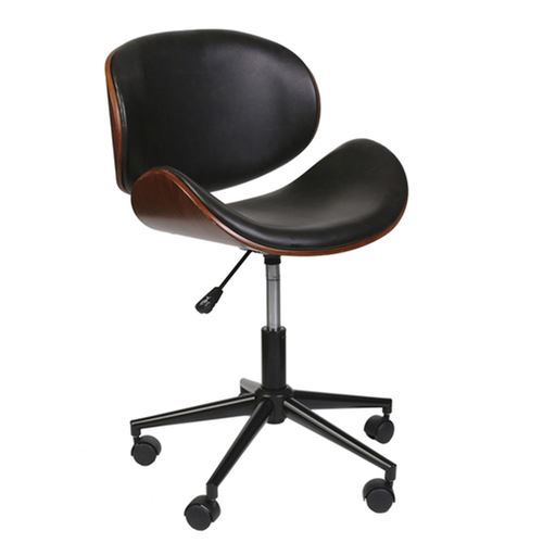 The Home Deco Factory Noir Chaise De Bureau Bois Et Pu À Roulettes Reno