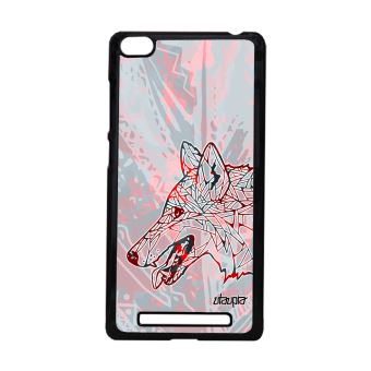 Coque Pour Xiaomi Redmi 3 Loup Etui Rouge Tribal Dessin