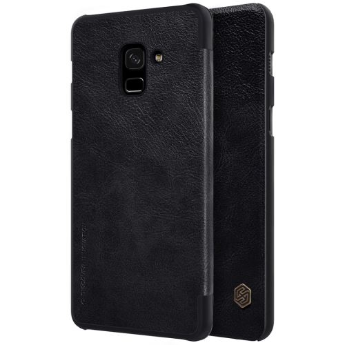 Galaxy A8 (2018) Housse Etui Cuir PU Texture Peau Noir ALS51559
