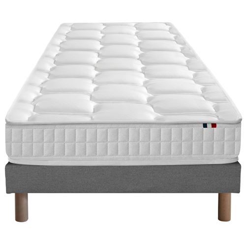 Ensemble matelas ressorts sommier gris 90x190