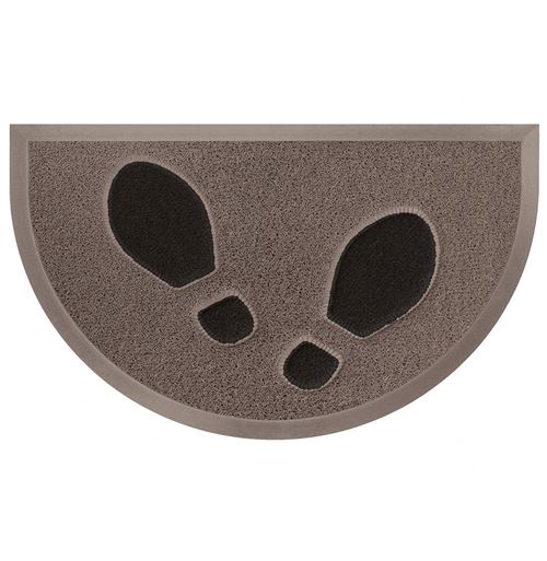 Paris Prix - Tapis D'entrée Demi-lune empreinte 45x75cm Taupe & Noir