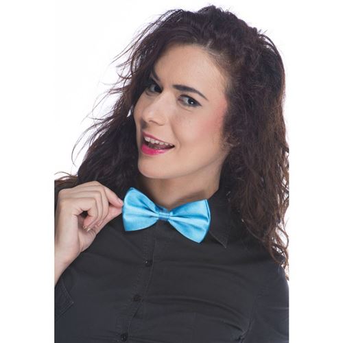 noeud papillon satin bleu fluo