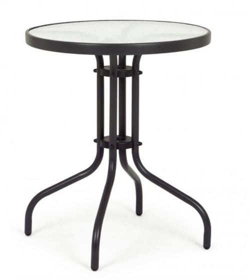 Table en acier et verre coloris blanc - Dim : Ø 60 x H 70 cm -PEGANE-