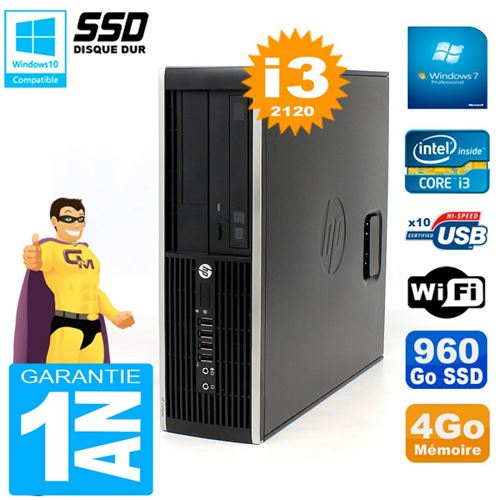 Pc hp compaq 8300 sff core i3-2120 ram 4go disque 960 go ssd graveur dvd wifi w7  - Hewlett-Packard reconditionné disponible sur Fnac