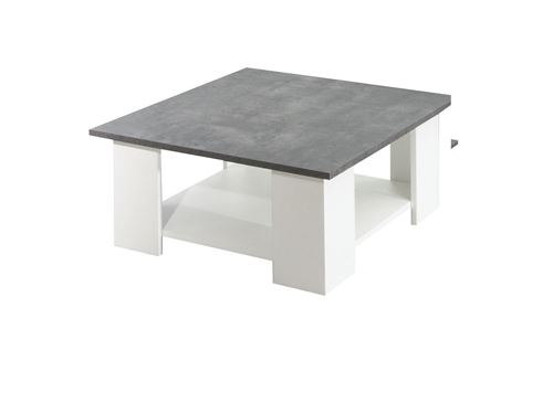 Table basse JANET - Coloris : Béton et Blanc