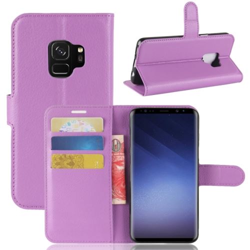 Galaxy S9 Housse Etui Cuir PU Texture Litchi Violet ALS53029
