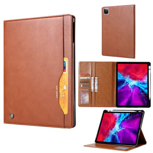 Etui en PU + TPU auto-absorbé avec support et porte-stylo marron clair pour votre Apple iPad Pro 12.9 pouces (2020)/(2018)