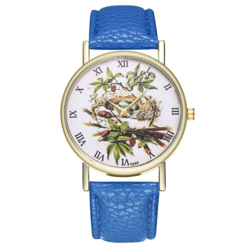 Style de Starry Classique Bird's Nest Blue Egg Lady Watch pour homme Montre à quartz tendance T249-ABleu foncé