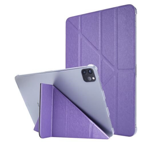 Etui en PU + TPU soie origami avec support violet pour votre Apple iPad Pro 12.9 pouces (2020)