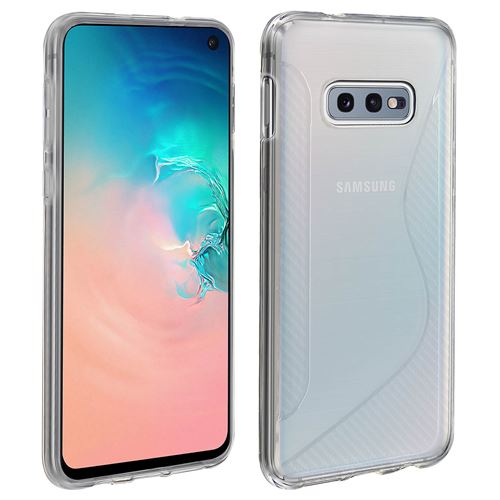 Coque Samsung Galaxy S10e Silicone Gel S-Line Effet Brossé Carbone - Blanc Givré