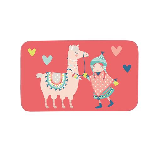 tapis rectangle 45 x 75 cm velours imprime happy lama