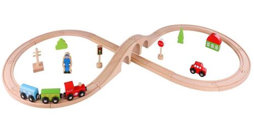 Tooky Toy train junior bois naturel 30 pièces
