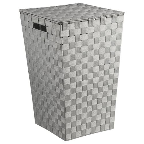 Panier à linge tressé - 33 x 33 x 53 cm - Gris