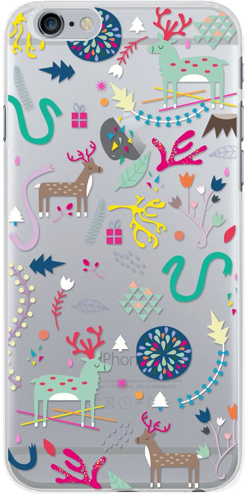 Coque semi-rigide transparente motifs rennes pour iPhone 6/6S