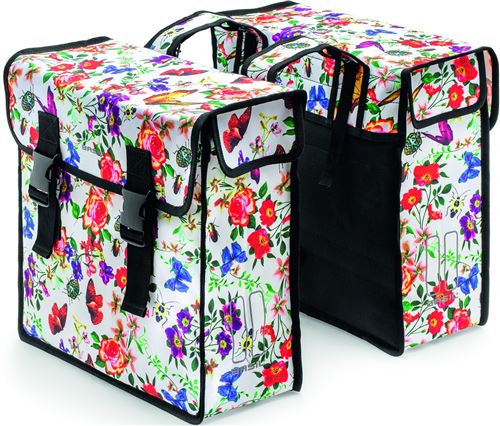 Basil sacoche double Mara XL Meadow 35 litres blanc/multicolore